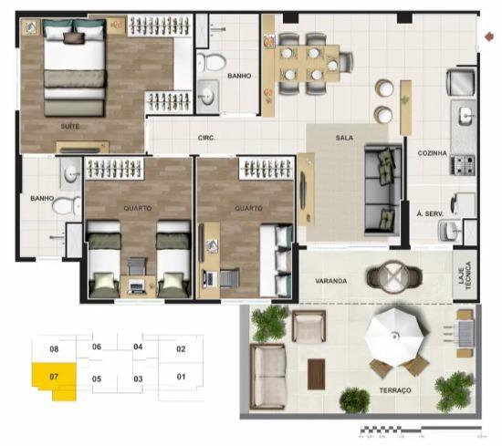 Apartamento, Águas Claras, 3 Quartos, 2 Vagas, 1 Suíte