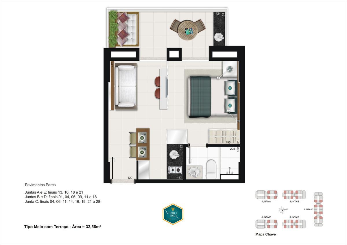 Apartamento, Park Sul, 1 Quarto, 1 Vaga