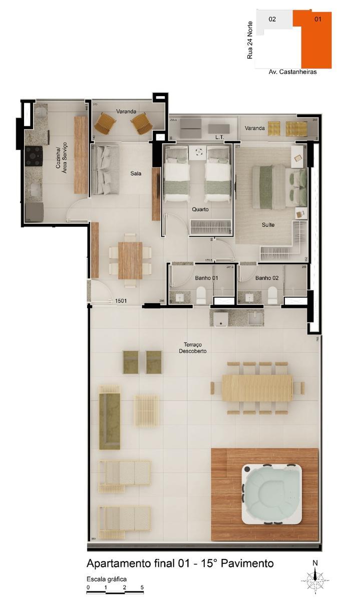 Cobertura, Norte, 2 Quartos, 2 Vagas, 1 Suíte