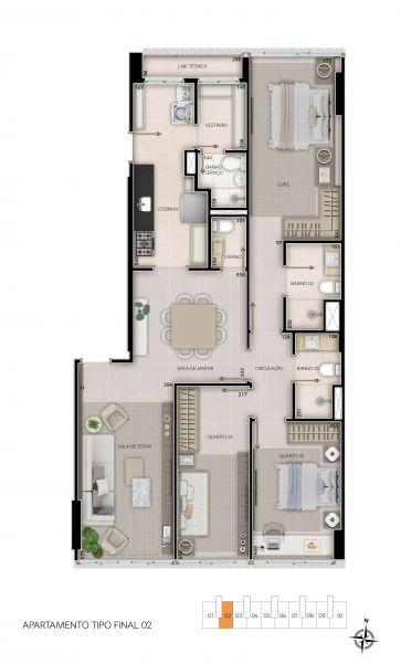 Apartamento, Noroeste, 3 Quartos, 2 Vagas, 1 Suíte