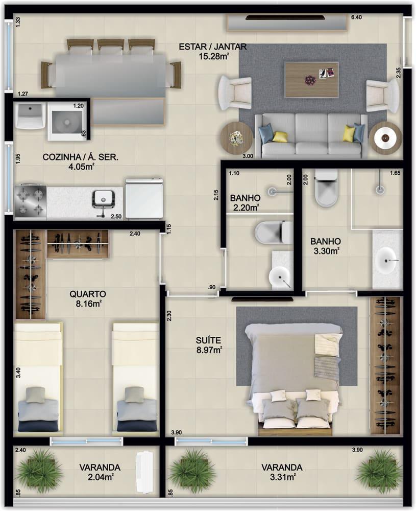 Apartamento, Setor Central, 2 Quartos, 1 Vaga, 1 Suíte
