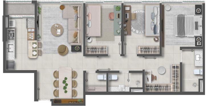 Apartamento, Noroeste, 3 Quartos, 2 Vagas, 1 Suíte