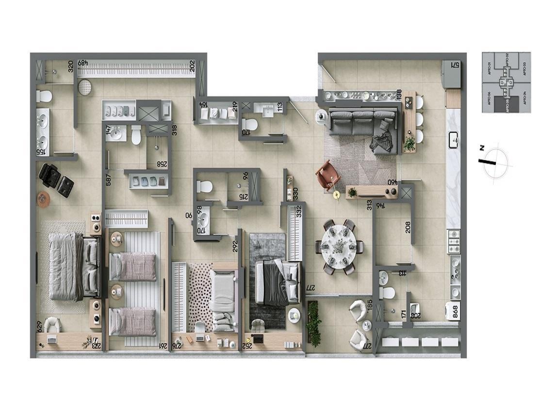 Apartamento, Noroeste, 4 Quartos, 3 Vagas, 4 Suítes