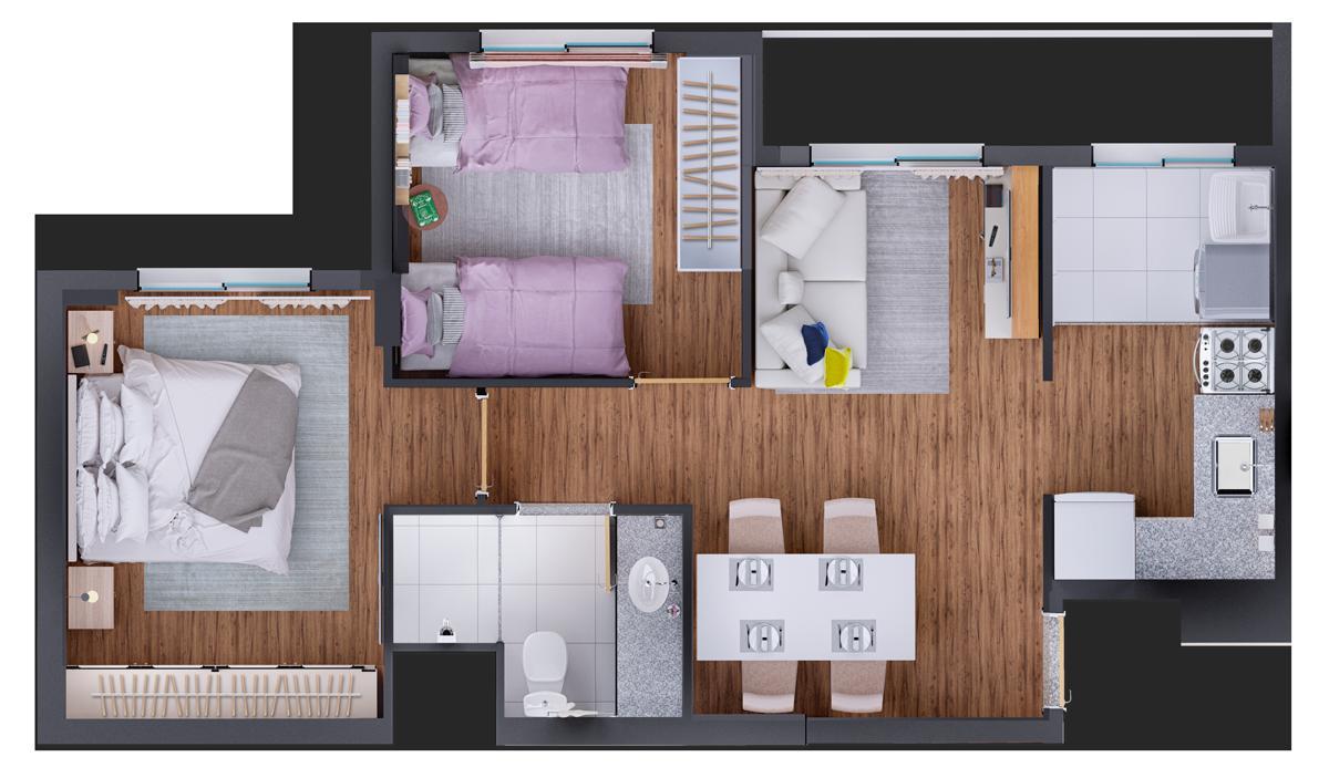 Apartamento, Samambaia Sul, 2 Quartos, 1 Vaga