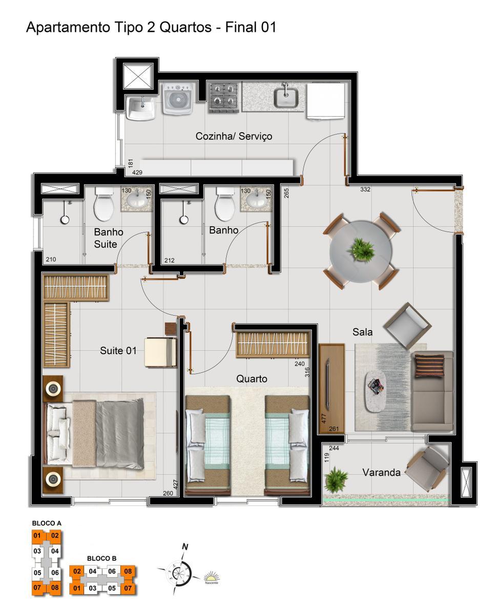 Apartamento, Samambaia Sul, 2 Quartos, 1 Vaga, 1 Suíte