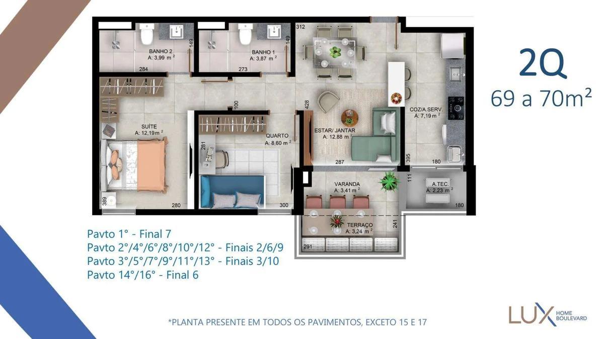 Apartamento, Norte, 2 Quartos, 1 Vaga, 1 Suíte