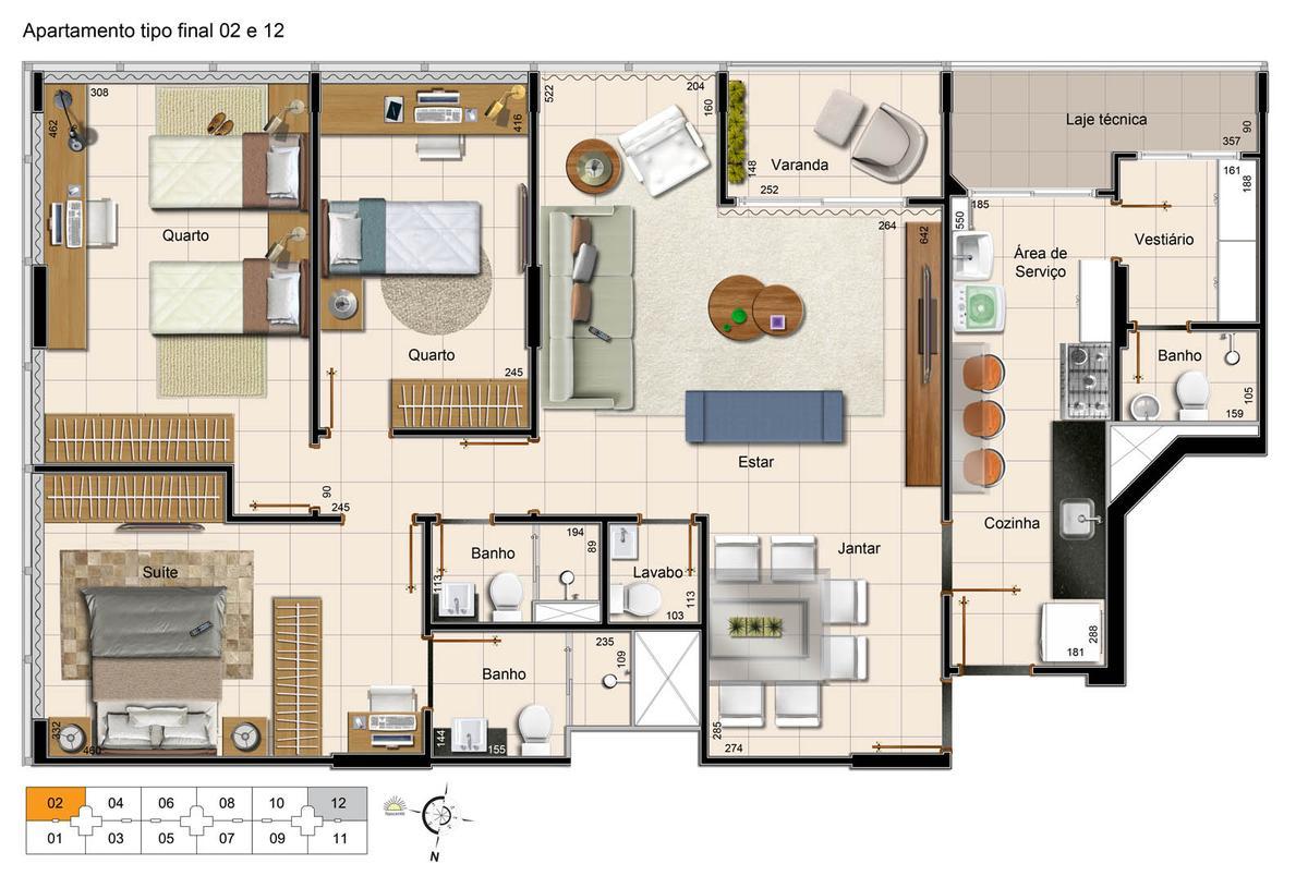 Apartamento, Noroeste, 3 Quartos, 2 Vagas, 1 Suíte