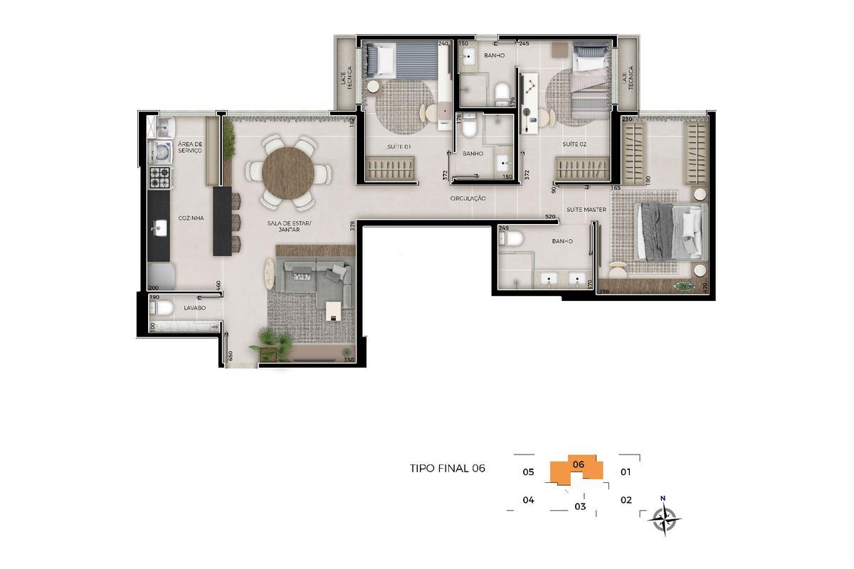 Apartamento, Sul, 3 Quartos, 2 Vagas, 3 Suítes