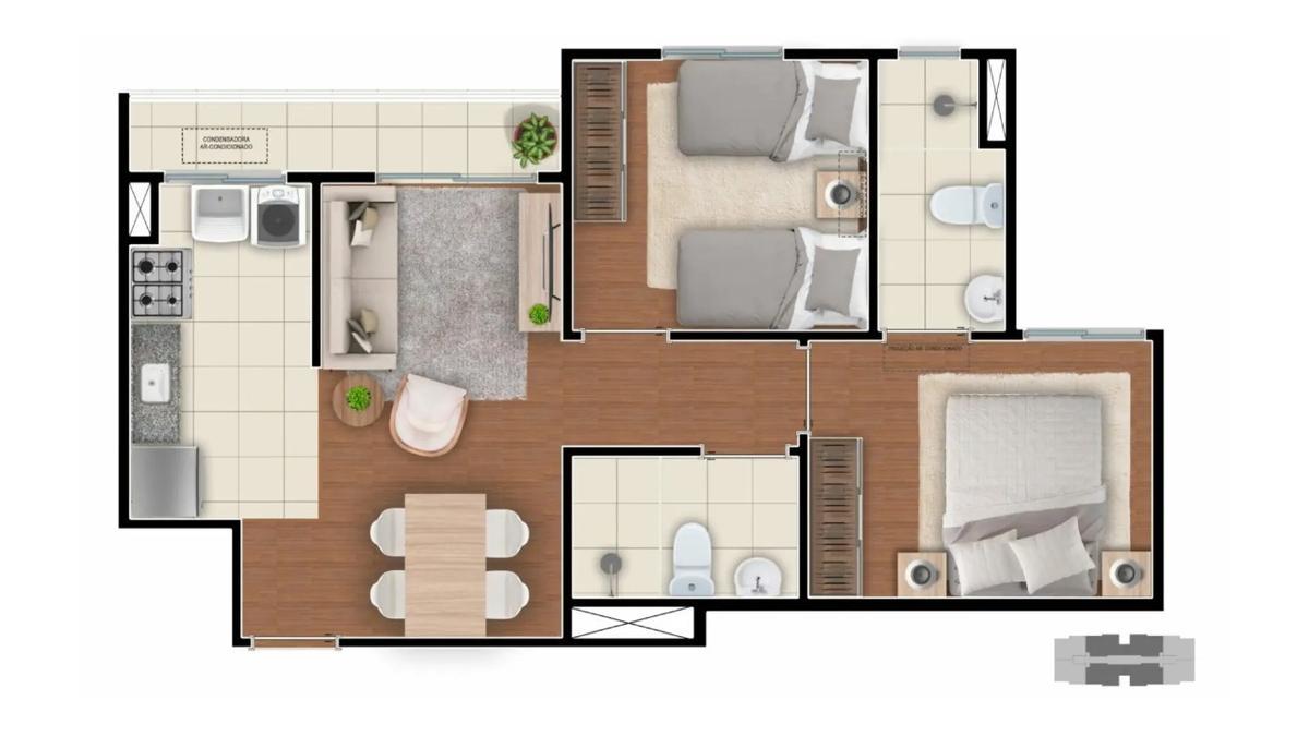 Apartamento, Samambaia Sul, 2 Quartos, 1 Vaga, 1 Suíte