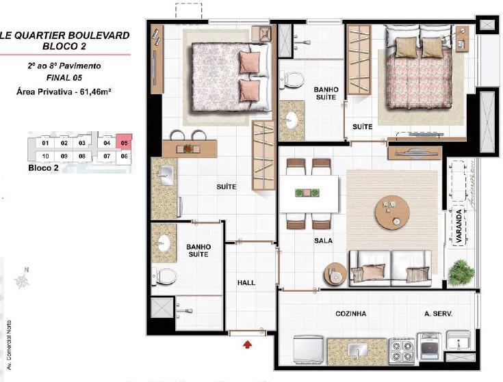 Apartamento, Taguatinga Norte, 2 Quartos, 1 Vaga, 1 Suíte
