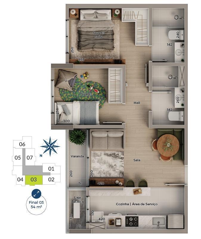 Apartamento, Ceilândia Centro, 2 Quartos, 1 Vaga, 1 Suíte