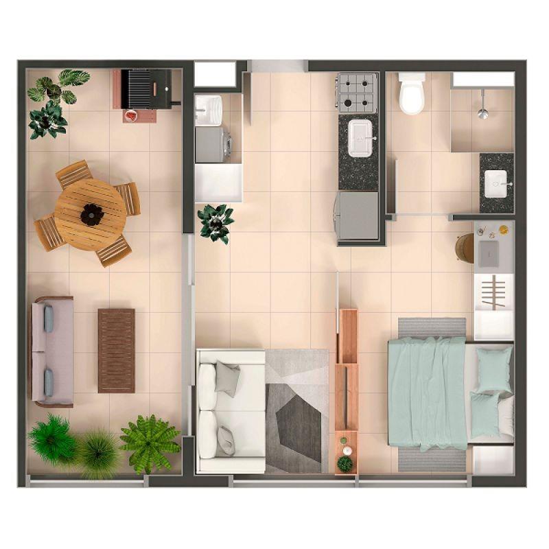 Apartamento, Samambaia Sul, 1 Quarto, 0 Vaga