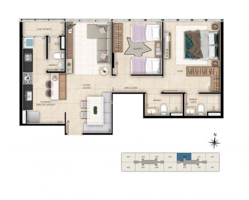 Apartamento, Noroeste, 2 Quartos, 1 Vaga, 1 Suíte