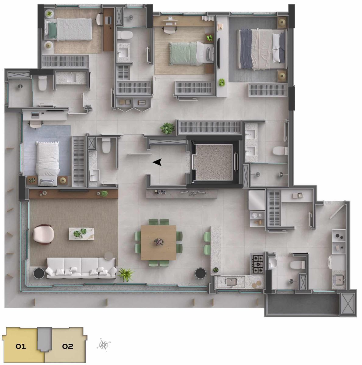 Apartamento, Park Sul, 4 Quartos, 3 Vagas, 2 Suítes