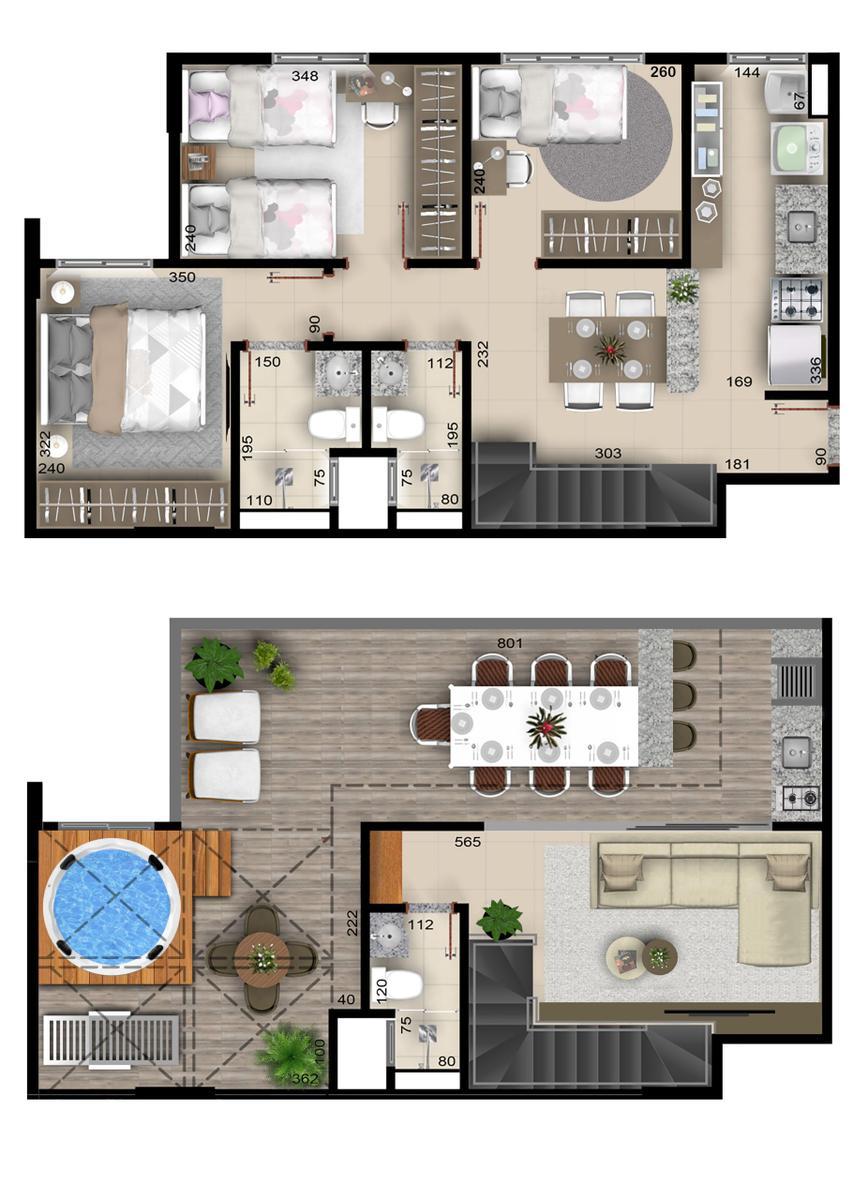 Cobertura, Samambaia Sul, 3 Quartos, 2 Vagas, 1 Suíte
