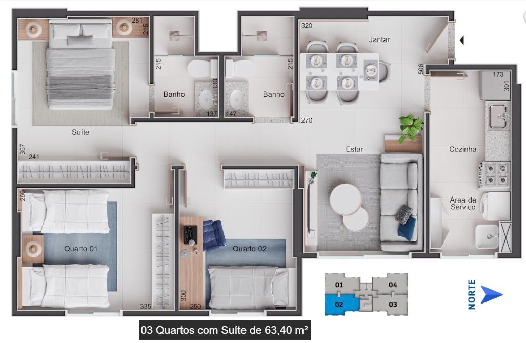 Apartamento, Samambaia Sul, 3 Quartos, 1 Vaga, 1 Suíte