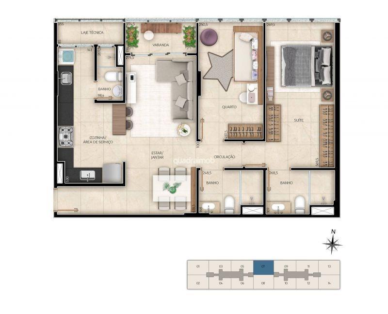 Apartamento, Noroeste, 2 Quartos, 2 Vagas, 1 Suíte