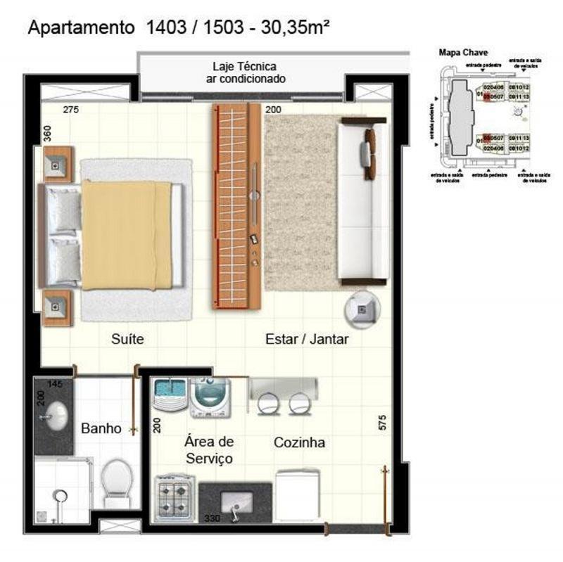 Apartamento, Norte, 2 Quartos, 1 Vaga, 1 Suíte