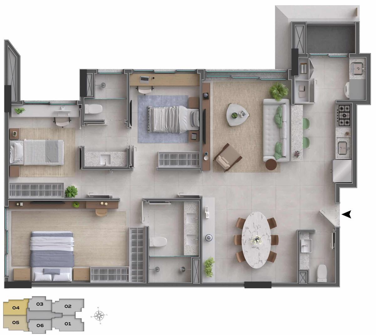 Apartamento, Park Sul, 3 Quartos, 3 Vagas, 1 Suíte