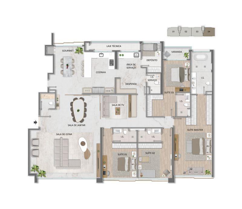 Apartamento, Noroeste, 4 Quartos, 4 Vagas, 4 Suítes