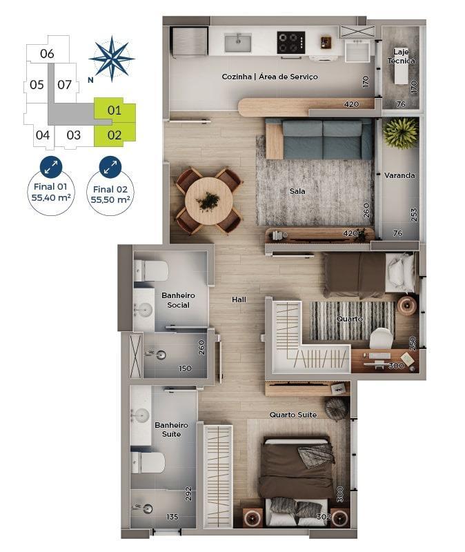 Apartamento, Ceilândia Centro, 2 Quartos, 1 Vaga, 1 Suíte