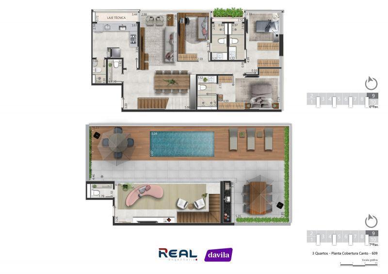 Cobertura, Sudoeste, 3 Quartos, 3 Vagas, 3 Suítes