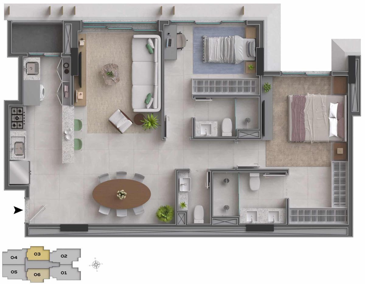 Apartamento, Park Sul, 2 Quartos, 2 Vagas, 2 Suítes