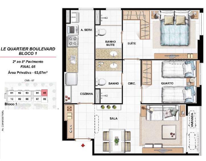 Apartamento, Taguatinga Norte, 2 Quartos, 0 Vaga, 1 Suíte