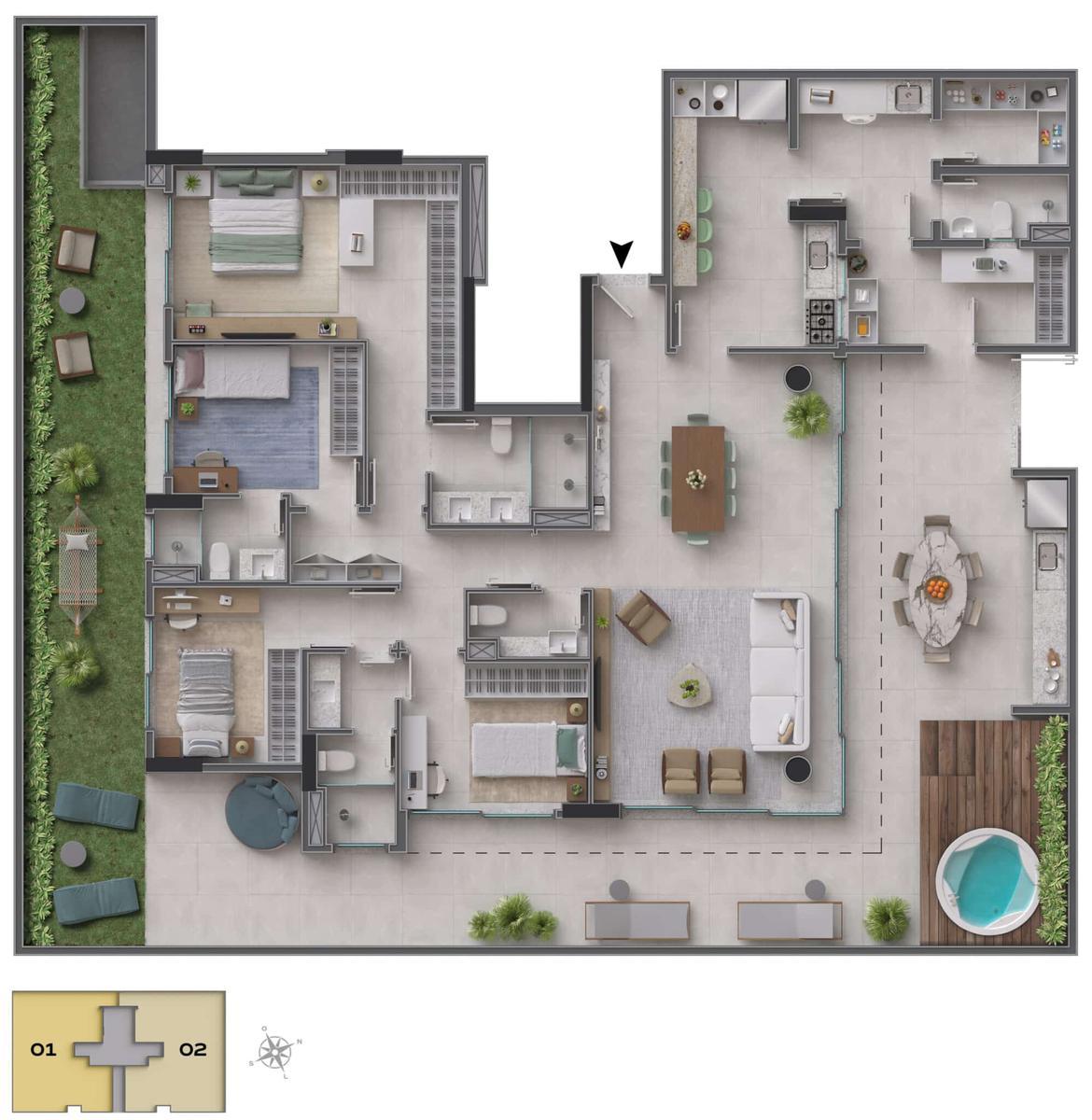 Apartamento, Park Sul, 4 Quartos, 3 Vagas, 2 Suítes