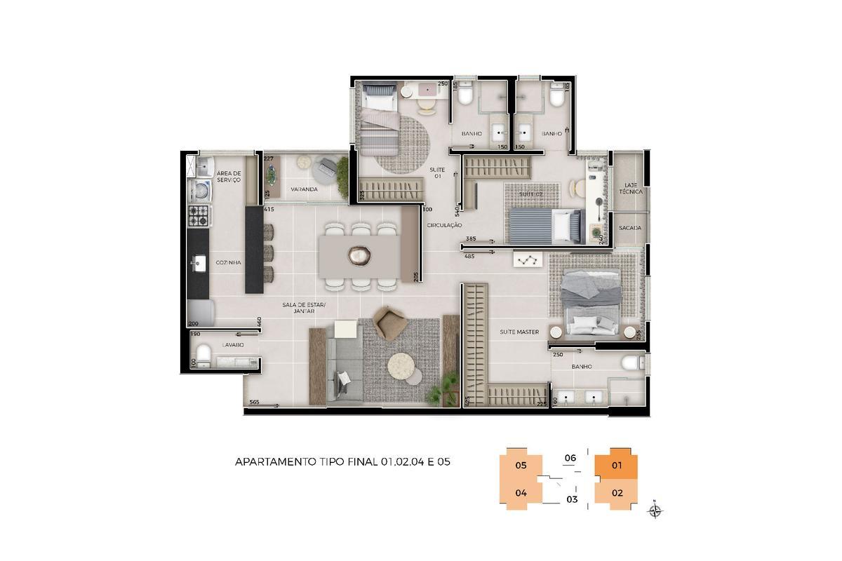 Apartamento, Sul, 3 Quartos, 2 Vagas, 3 Suítes