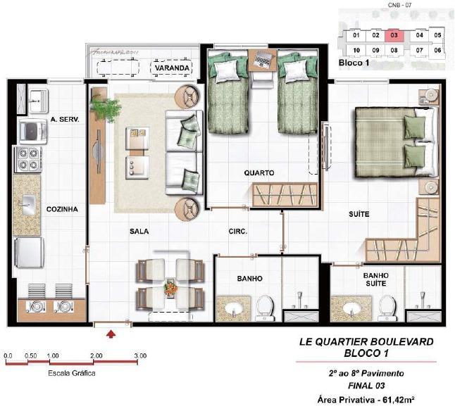 Apartamento, Taguatinga Norte, 2 Quartos, 0 Vaga, 1 Suíte