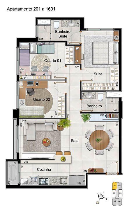 Apartamento, Samambaia Norte, 3 Quartos, 1 Vaga, 1 Suíte