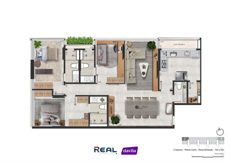 Apartamento, Sudoeste, 3 Quartos, 2 Vagas, 3 Suítes