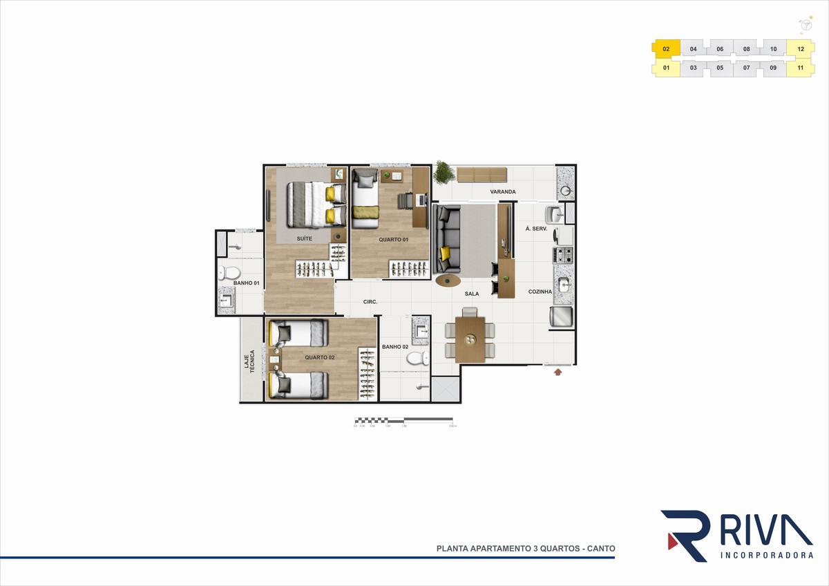 Apartamento, Areal, 3 Quartos, 2 Vagas, 1 Suíte