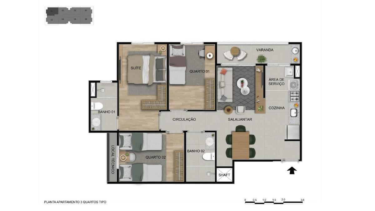 Apartamento, Sobradinho, 3 Quartos, 2 Vagas, 1 Suíte