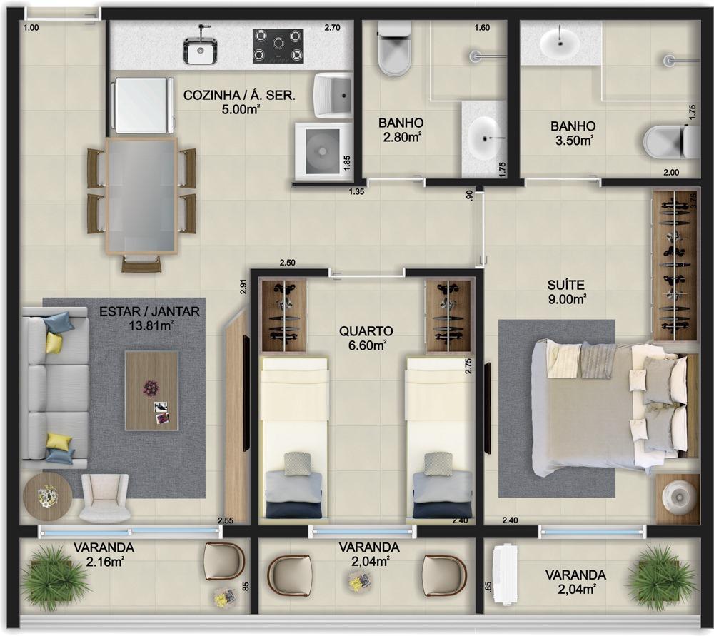 Apartamento, Setor Central, 2 Quartos, 1 Vaga, 1 Suíte