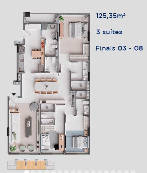 Apartamento, Noroeste, 3 Quartos, 2 Vagas, 1 Suíte
