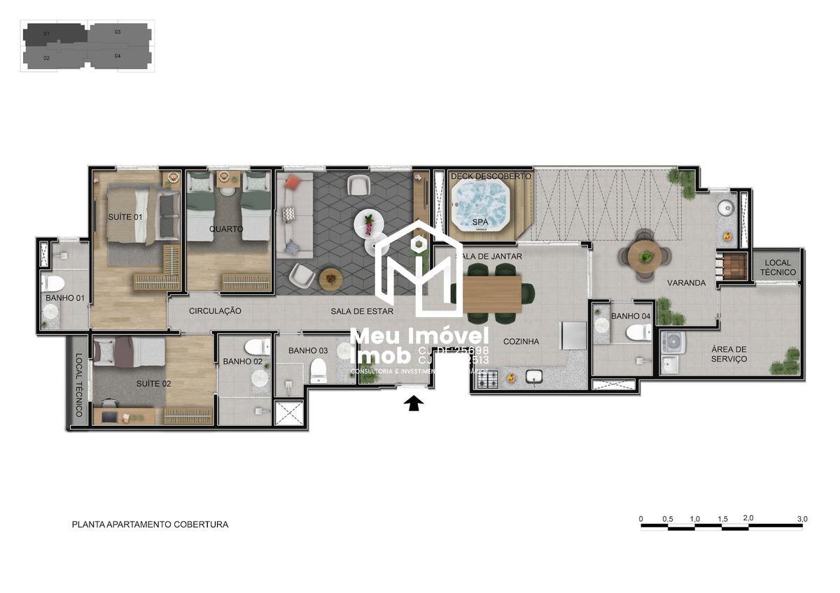 Apartamento, Sob, 3 Quartos