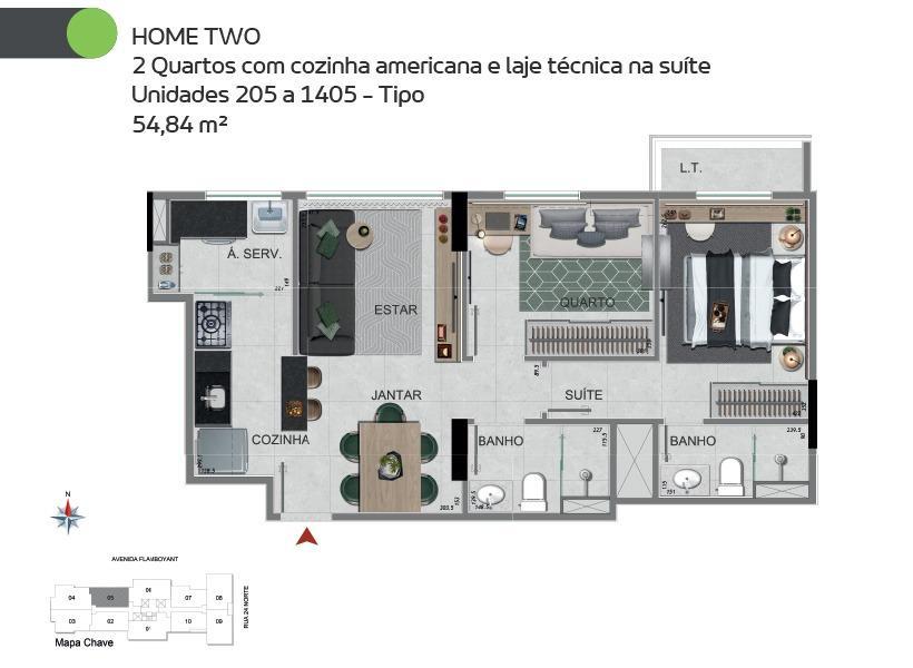 Apartamento, Norte, 3 Quartos, 1 Vaga, 1 Suíte