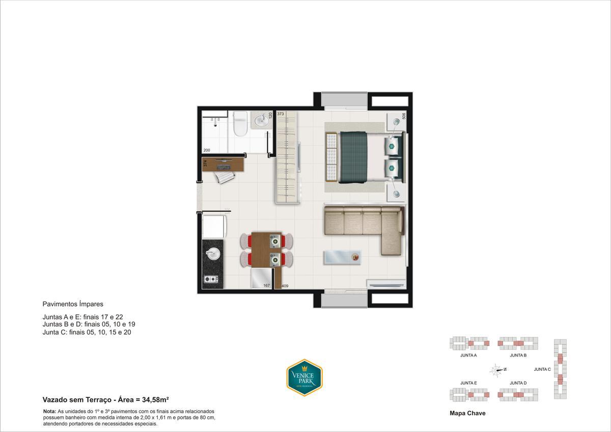 Apartamento, Park Sul, 1 Quarto, 1 Vaga