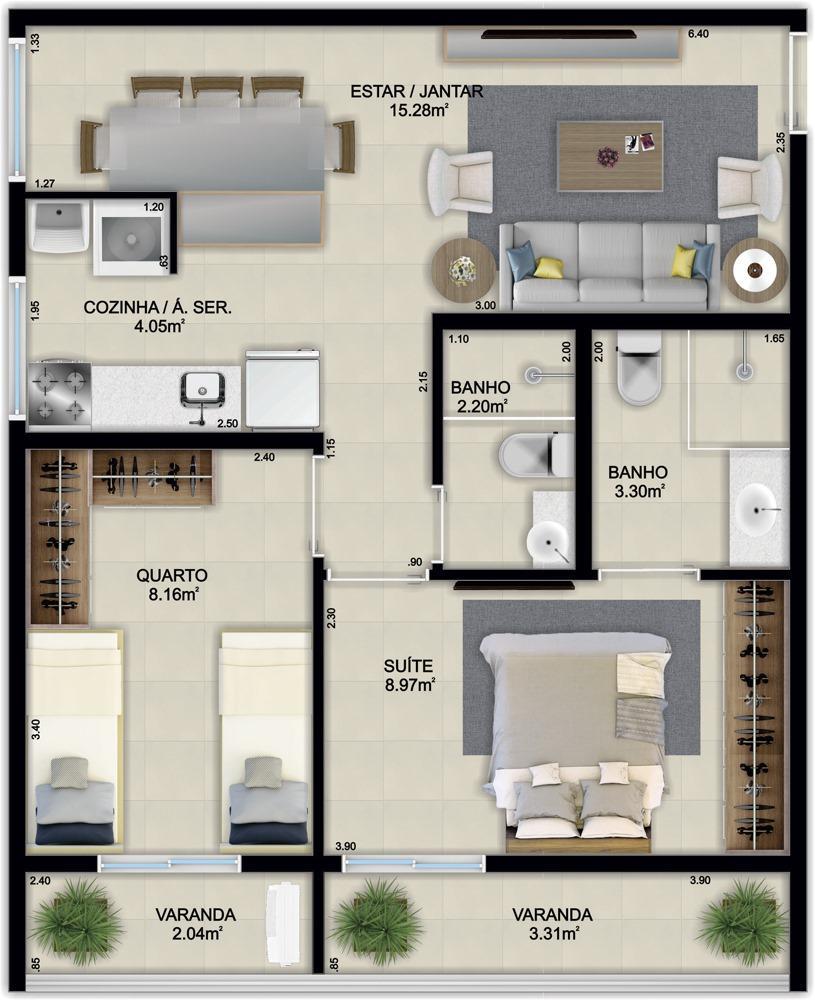 Apartamento, Setor Central, 2 Quartos, 1 Vaga, 1 Suíte