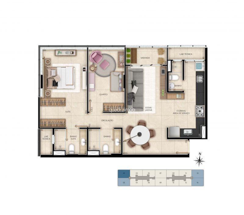 Apartamento, Noroeste, 2 Quartos, 2 Vagas, 1 Suíte