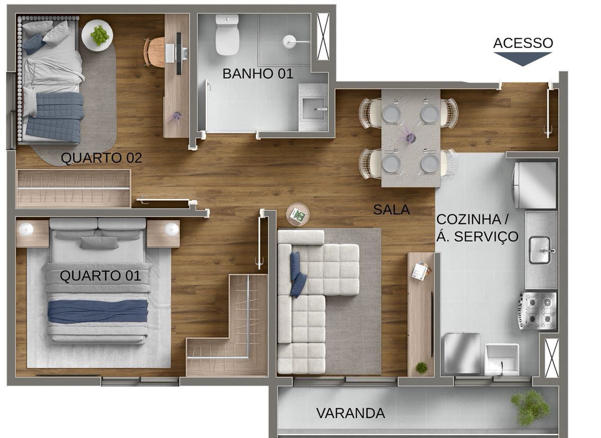 Apartamento, Samambaia Sul, 2 Quartos, 1 Vaga, 1 Suíte