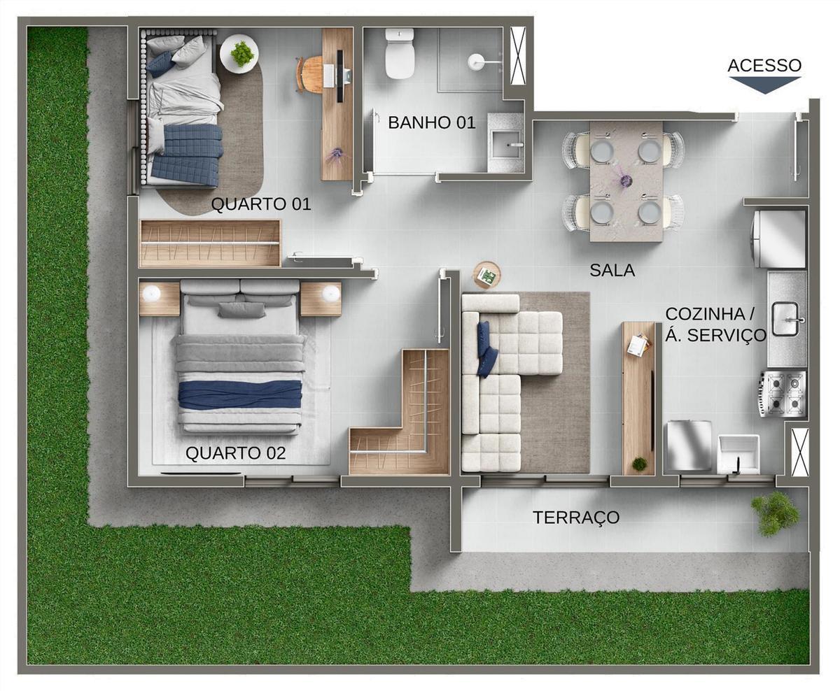 Apartamento, Samambaia Sul, 2 Quartos, 1 Vaga