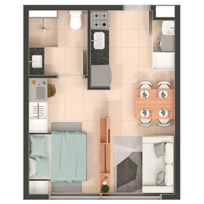 Apartamento, Samambaia Sul, 1 Quarto, 0 Vaga