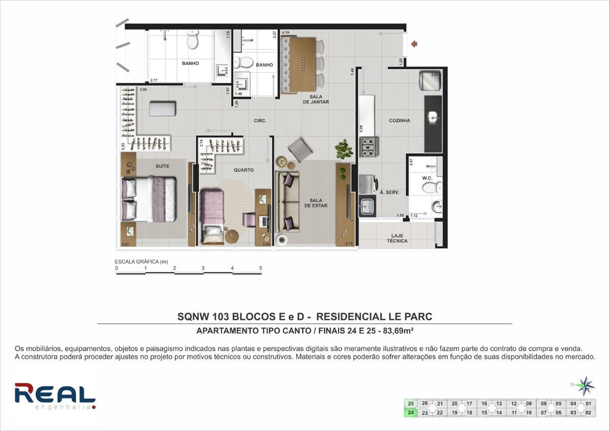 Apartamento, Noroeste, 2 Quartos, 2 Vagas, 2 Suítes