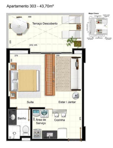 Apartamento, Norte, 2 Quartos, 1 Vaga, 1 Suíte