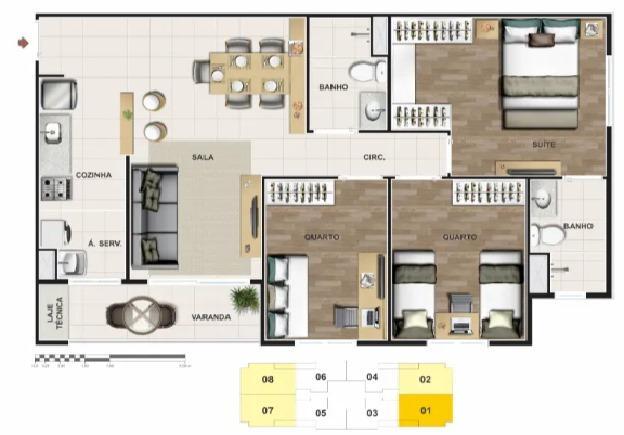 Apartamento, Águas Claras, 3 Quartos, 2 Vagas, 1 Suíte