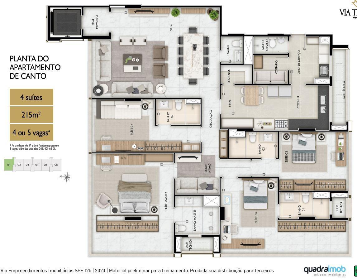 Apartamento, Noroeste, 4 Quartos, 4 Vagas, 4 Suítes