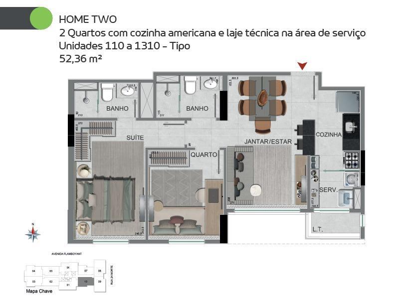 Apartamento, Norte, 3 Quartos, 1 Vaga, 1 Suíte